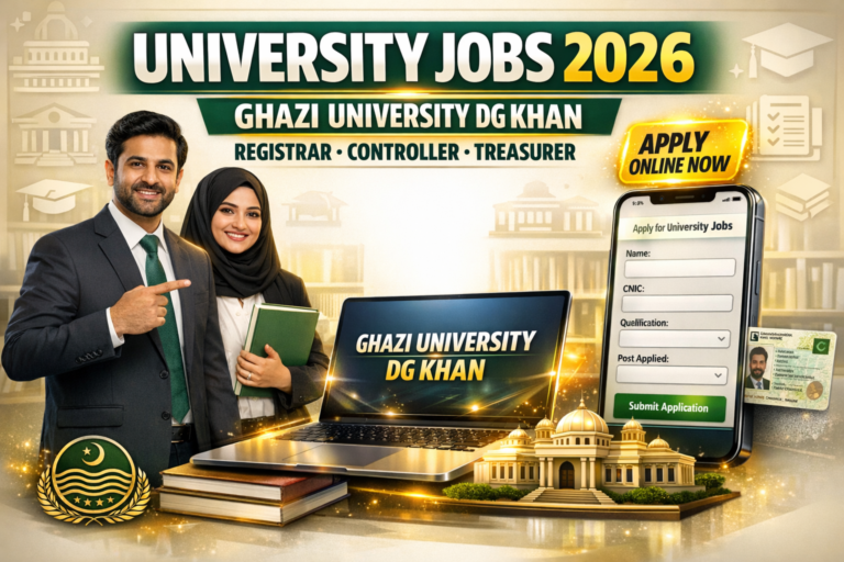 Ghazi University Dera Ghazi Khan Jobs 2026 | Registrar, Controller & Treasurer Vacancies